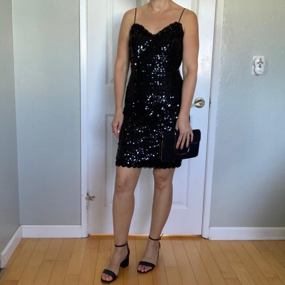 3/$20 Vintage Zum Zum black sequin mini dress, size small - Picture 2 of 12